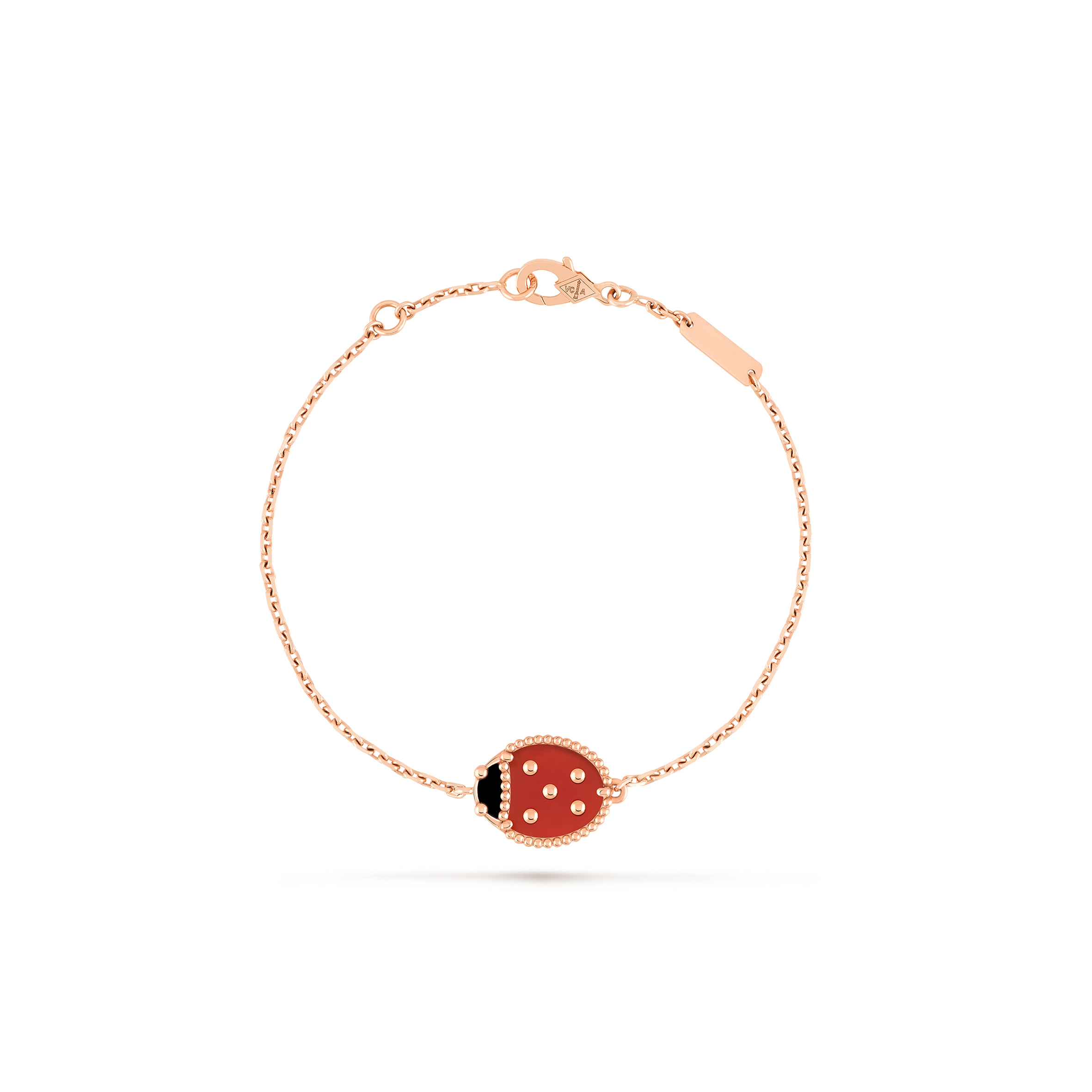 VAN CLEEF ARPELS LUCKY SPRING BRACELET, CLOSED WINGS LADYBUG - ROSE GOLD, CARNELIAN, ONYX VCARP7R000 VAN CLEEF ARPELS LUCKY SPRING BRACELET, CLOSED WINGS LADYBUG - ROSE GOLD, CARNELIAN, ONYX VCARP7R000